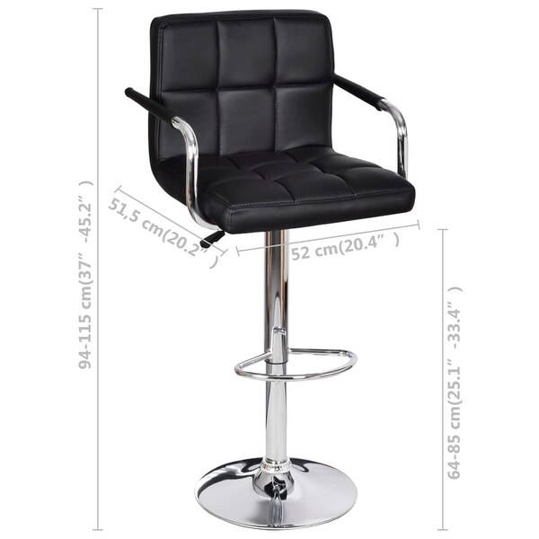 vidaXL Bar Stools 2 pcs Black Faux Leather - 20.5