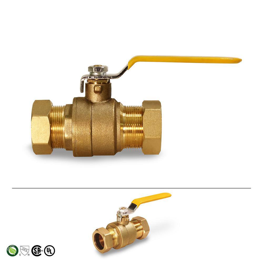 The Plumber's Choice 1 in. Premium Brass Full Port Ball Valve with Compression Connections M822223