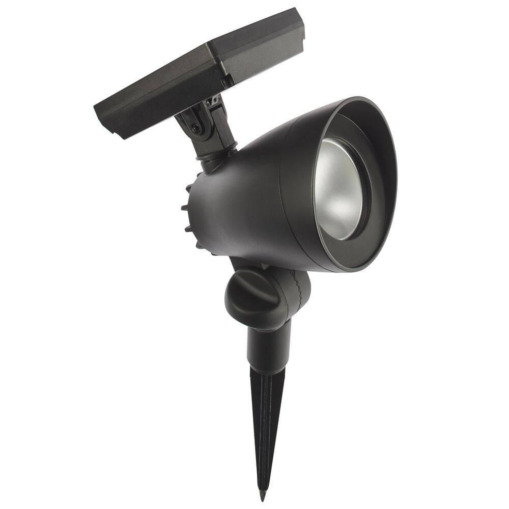 Hampton Bay 55 Lumen Black Solar LED Outdoor Spotlight with Adjustable Head 72301-03