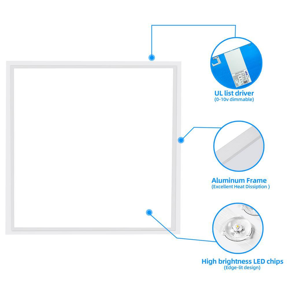 WYZM 2 ft. x 2 ft. 5800 Lumens Integrated LED Panel Light 5000K Bright White (6-Pack) 2X2-6P-A