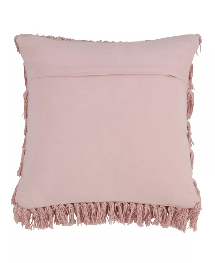 Saro Lifestyle Woven Fringes Decorative Pillow， 18 x 18