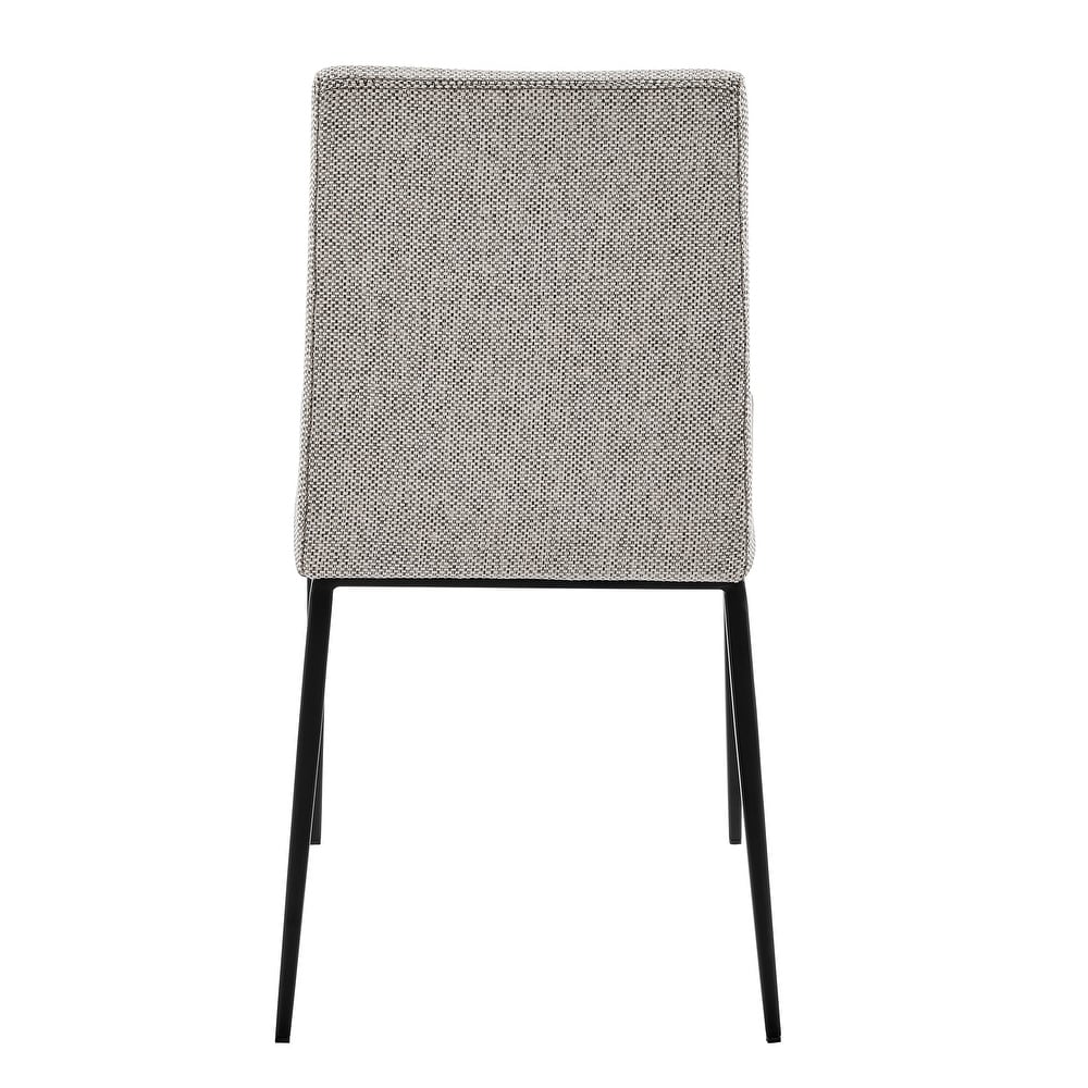 Rasmus Side Chair with Dark Gray Leatherette and Light Gray Fabric with Matte Black Legs   Set of 2