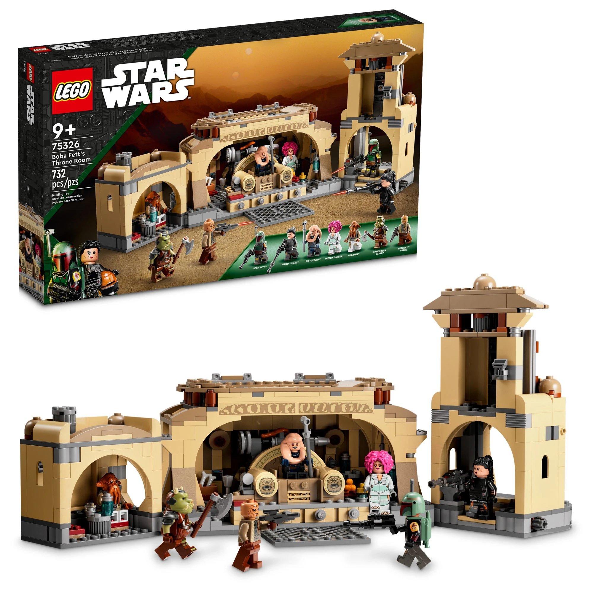 Lego Star Wars Boba Fett’s Throne Room 75326 Building Kit for Kids Aged 9 and Up， 732 Pieces