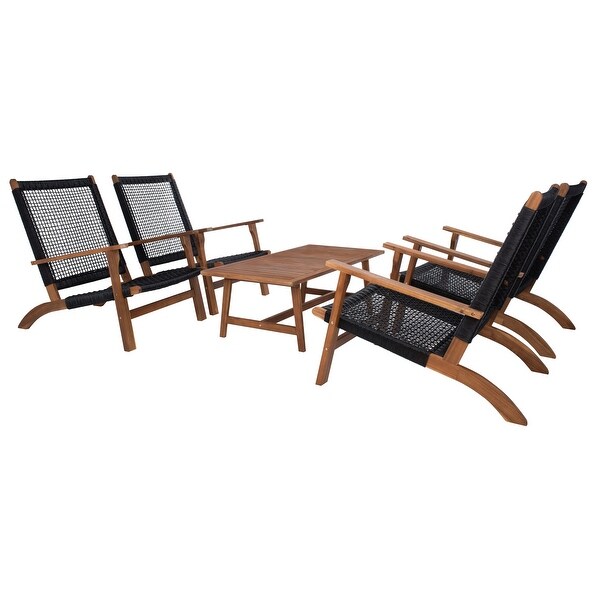 SAFAVIEH Outdoor Deven 5Piece Acacia Wood Coffee Set.