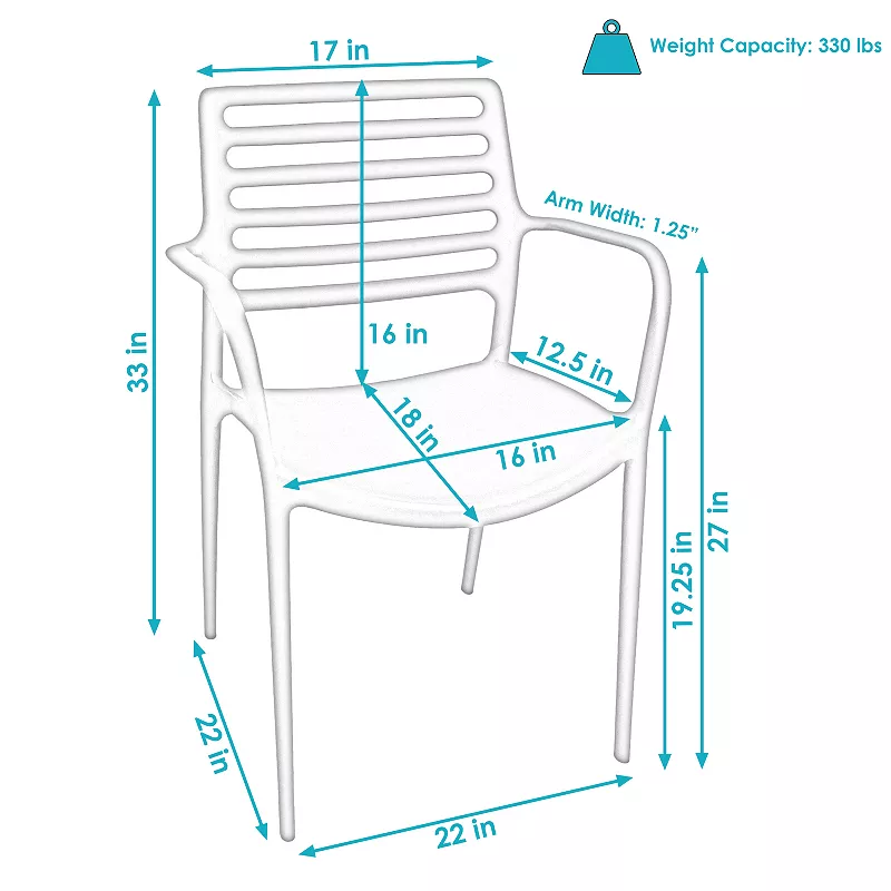 Sunnydaze Set Of 2 Astana Plastic Stacking Armchairs