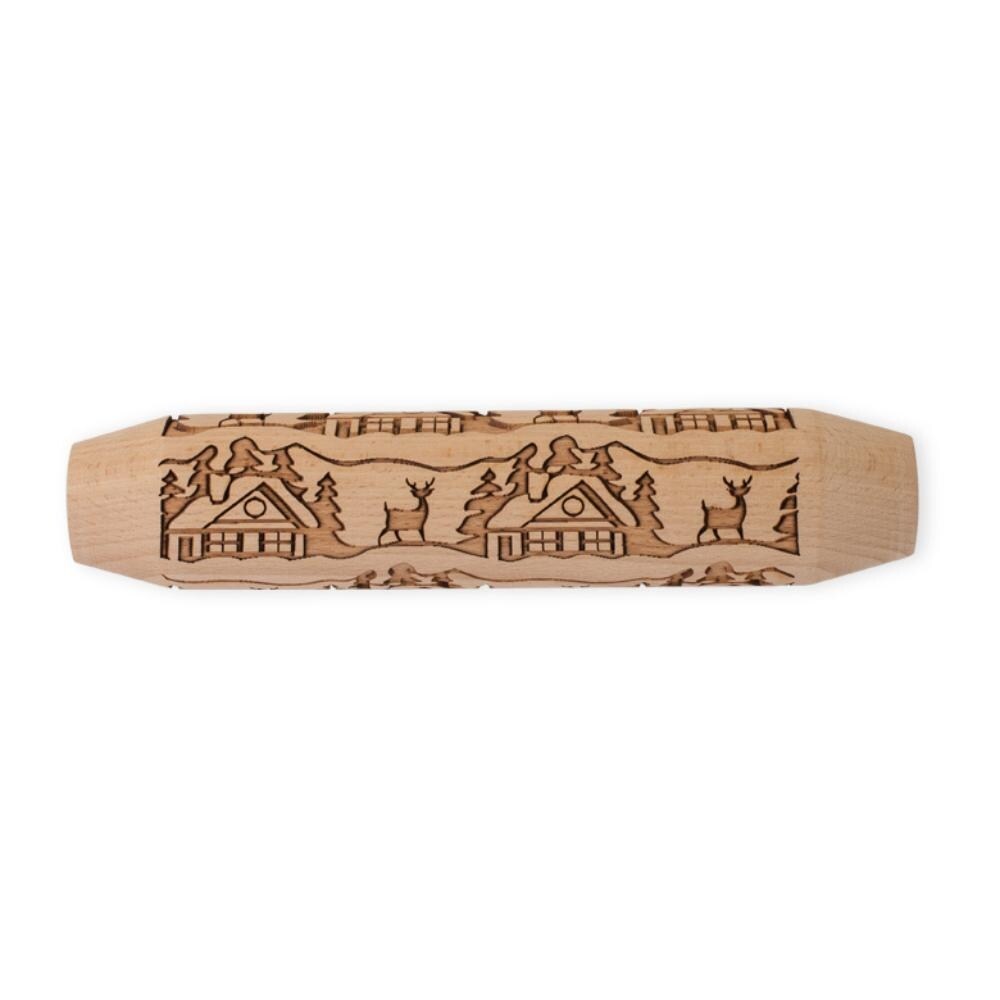 Nordic Ware Brown Woodland Cottage Embossing Rolling Pin