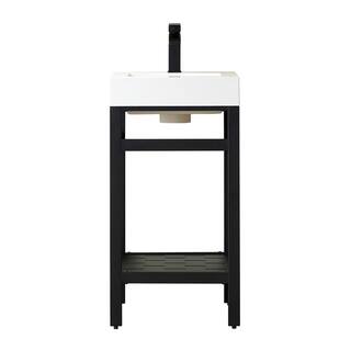 ROSWELL Ablitas 18 in. W x 18 in. D x 34 in. H Bath Vanity in Matt Black with White Composite Stone Top 802818-TB-WHN