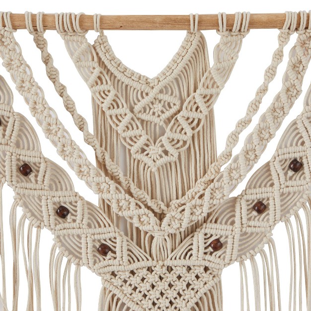 Cotton Macrame Intricately Weaved Wall Decor With Beaded Fringe Tassels Olivia amp May