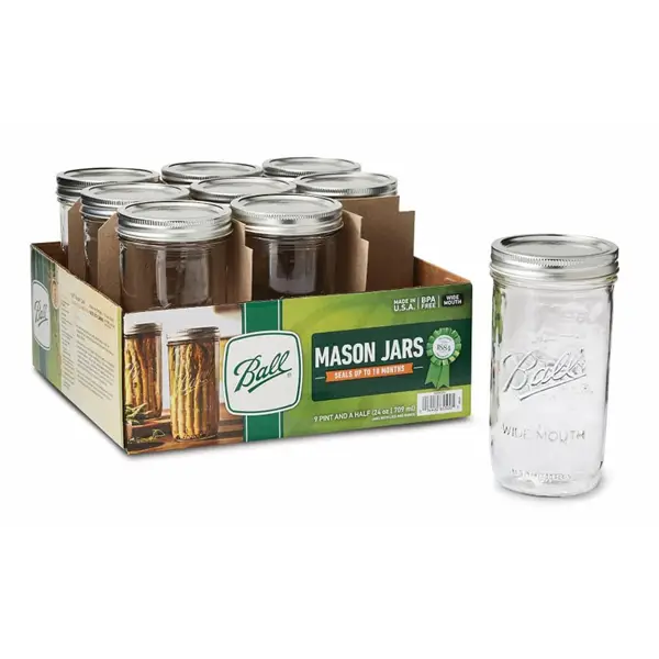 Ball 9 Count Pint + Half Wide Mouth 24 oz Mason Jars