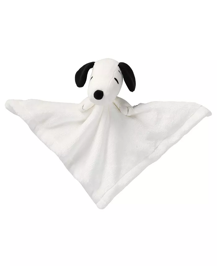 Lambs and Ivy Peanuts Snoopy Lovey White Black Plush Security Blanket