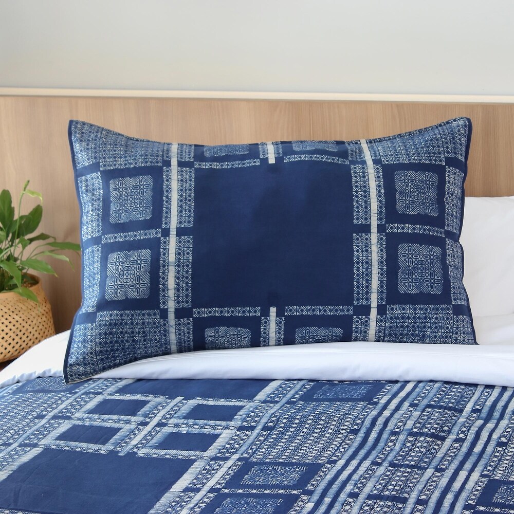 Novica Handmade Indigo Comfort Batik Cotton Pillow Sham