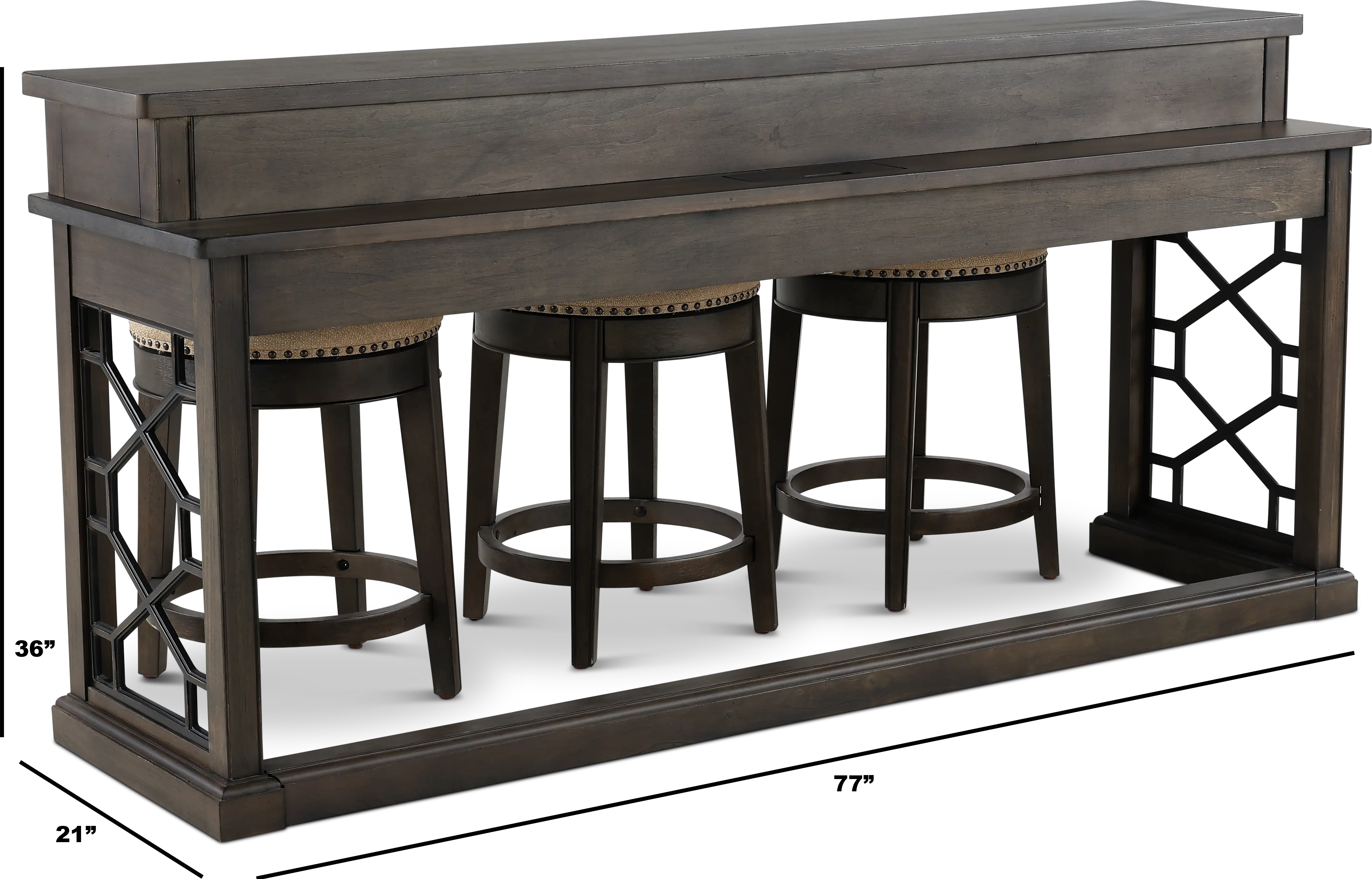 Sun Smokey Gray Console Table with 3 Barstools