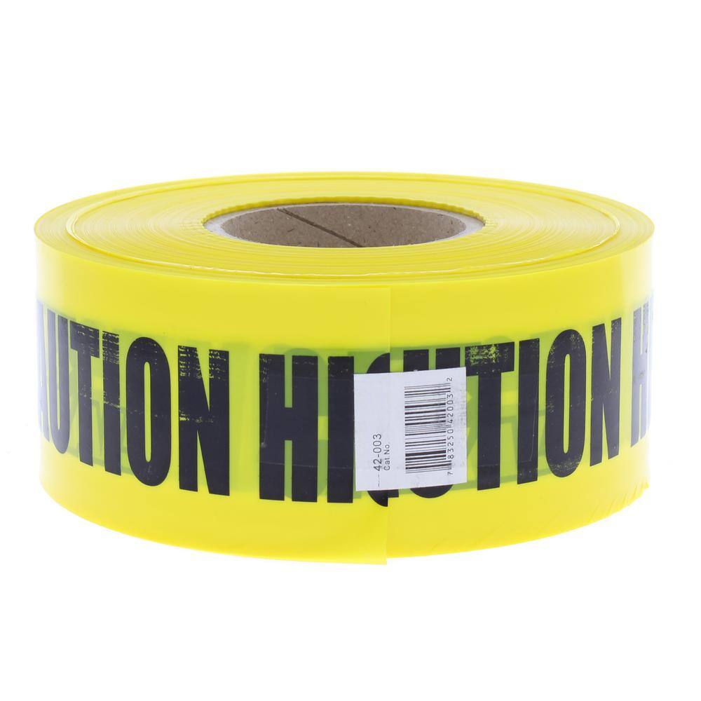 IDEAL 3 in. x 1000 ft. Barricade Tape Caution High Voltage Yellow 42-003