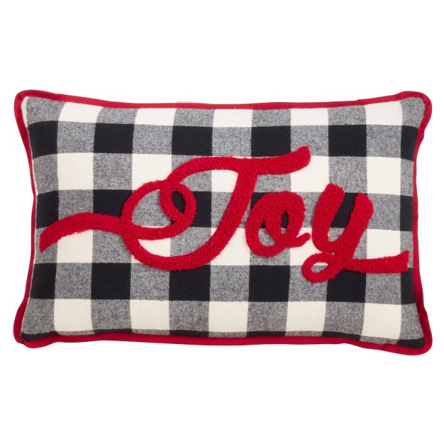 Buffalo Plaid Joy Poly Filled Throw Pillow Black Saro Lifestyle