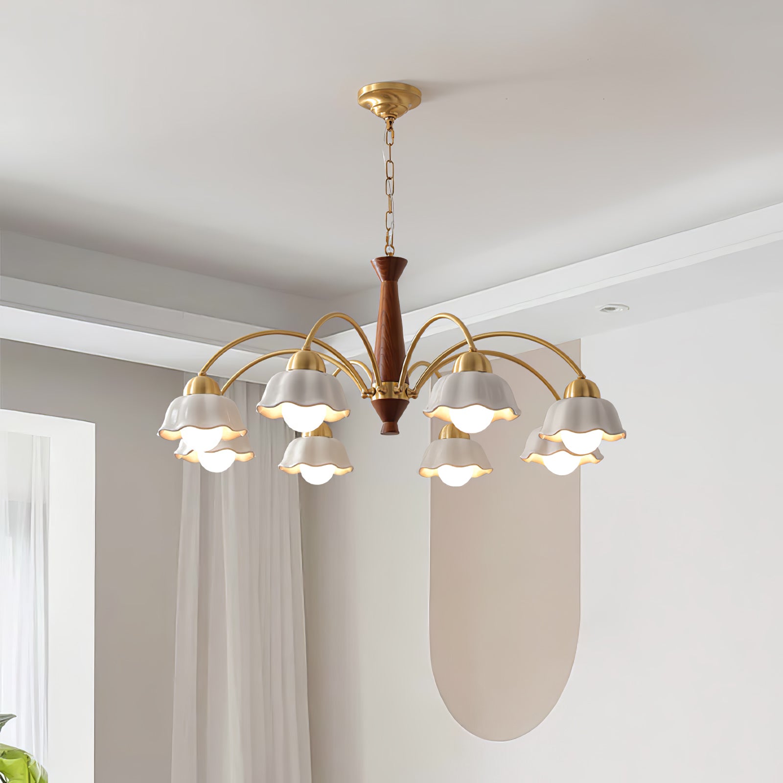 Swedish Modern Brass Chandelier