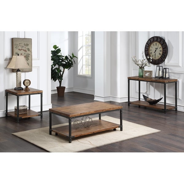 Leyburn Industrial Wood and Metal Coffee Table with Casters by Greyson Living