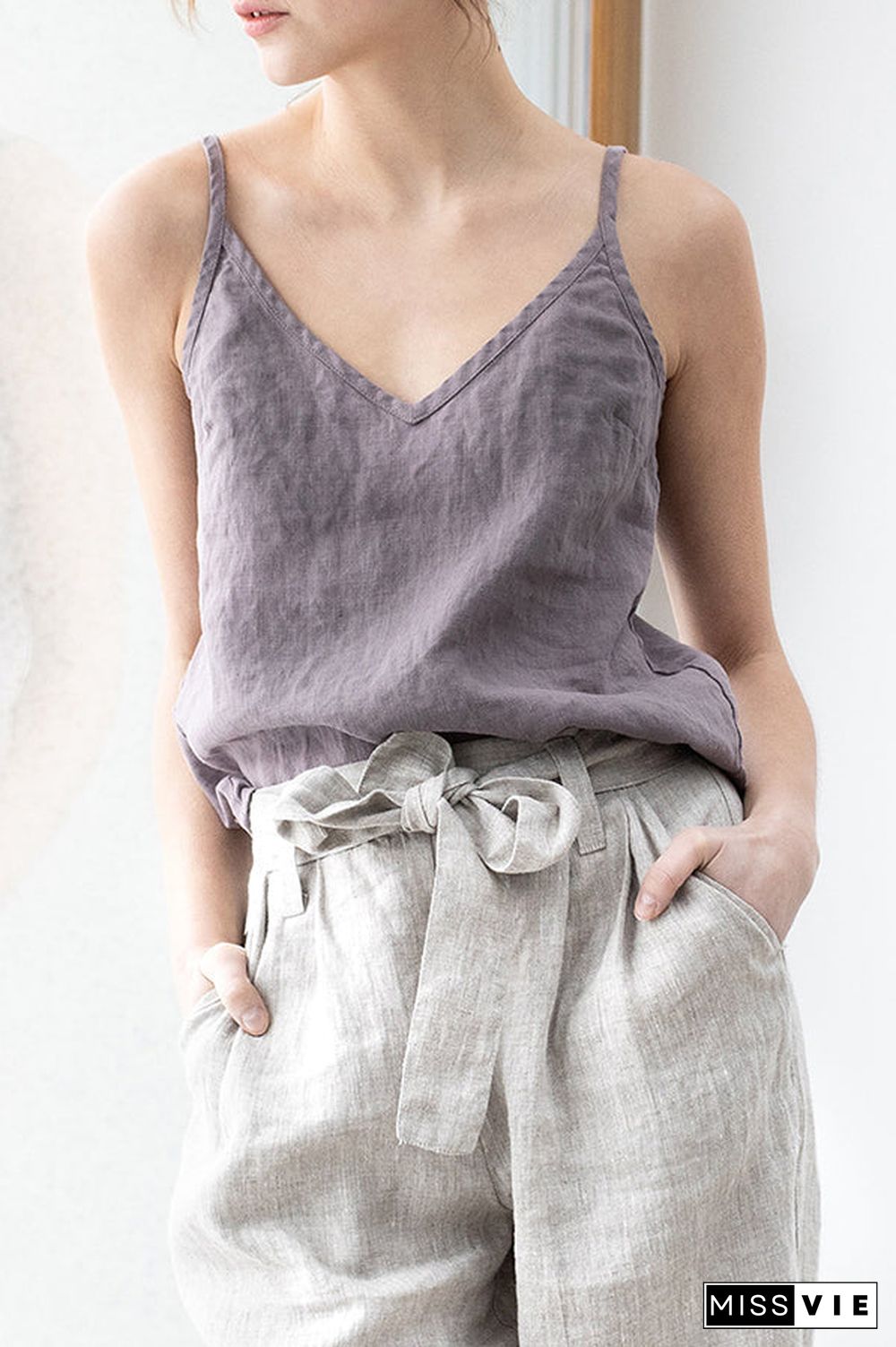 Solid Linen Tank Top