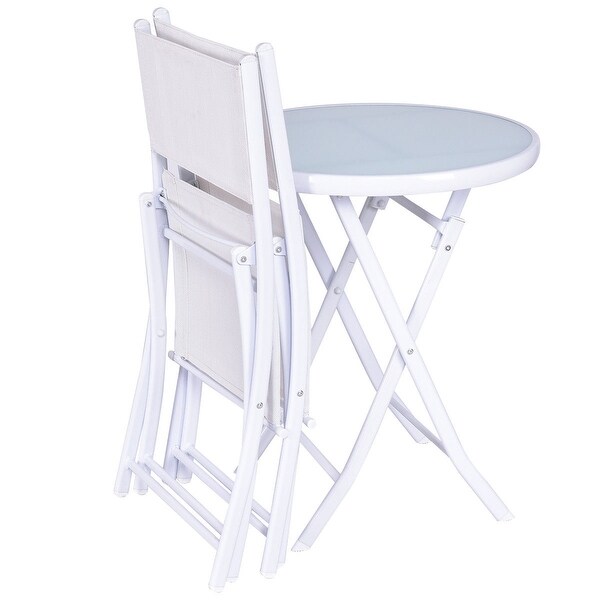 Costway 3 PCS Folding Bistro Table Chairs Set Garden Backyard Patio