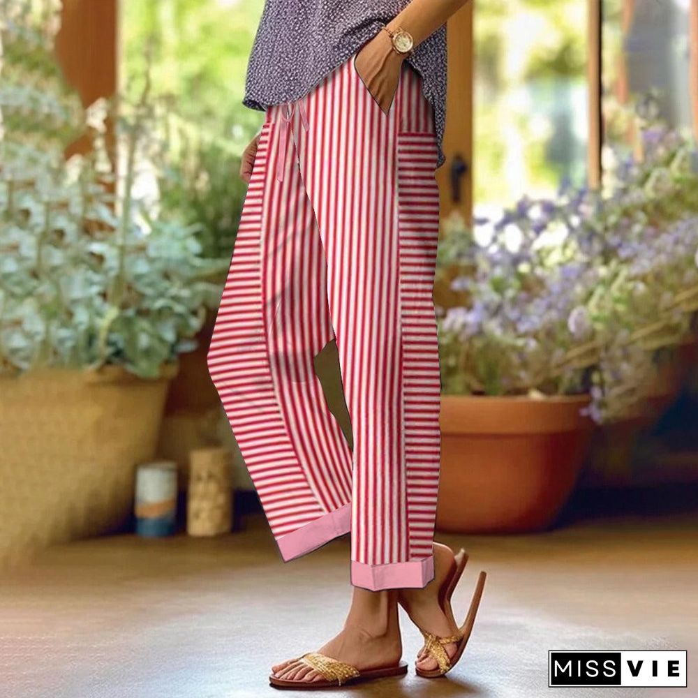 Popular Red Striped Side Pocket Pants