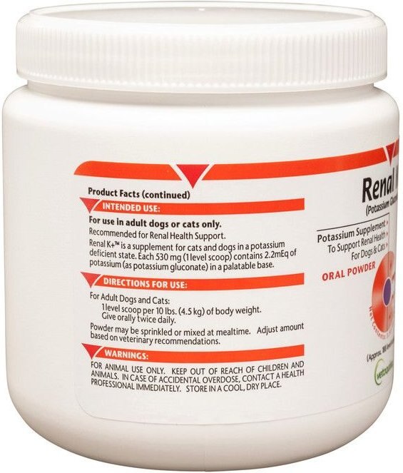 Vetoquinol Renal K+ Powder Kidney Supplement for Cats and Dogs