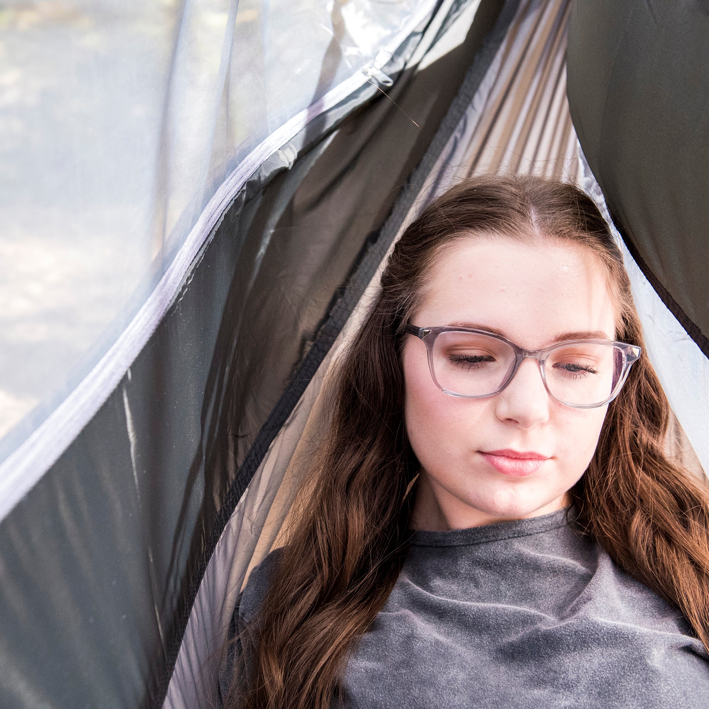 Equip Nylon Mosquito Hammock with Attached Bug Net, 1 Person Dark Gray and Black, Size 115" L x 59" W