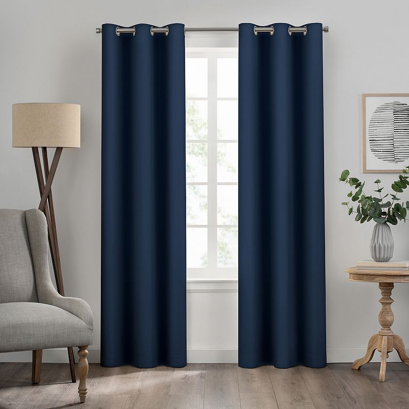 Eclipse Kendall Grommet Solid Textured Thermaback Blackout Window Curtain Panel