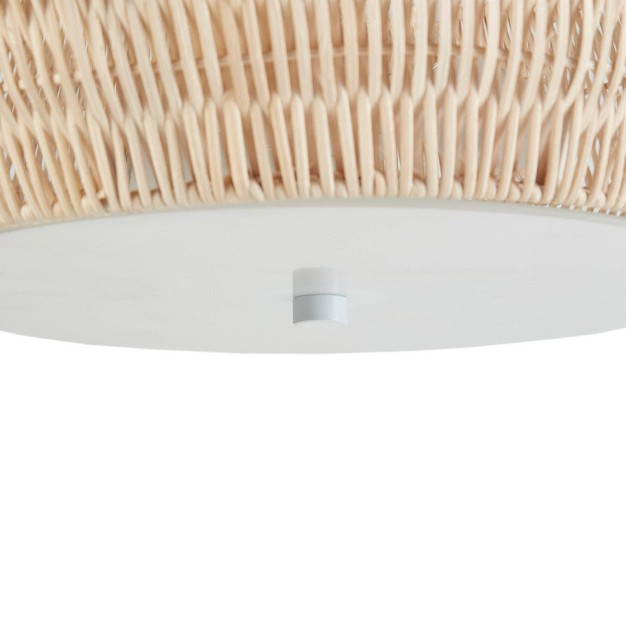 Mililani Boho Bamboo Flush Mount Ceiling Light Natural Ink ivy