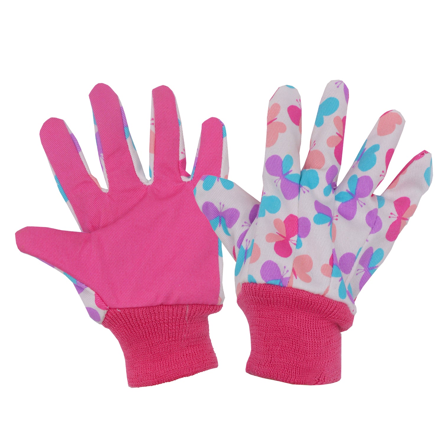 HANDLANDY 2 Pairs Kids Cotton Garden Gloves, DIY Gloves for Age 5-6, Small, Pink