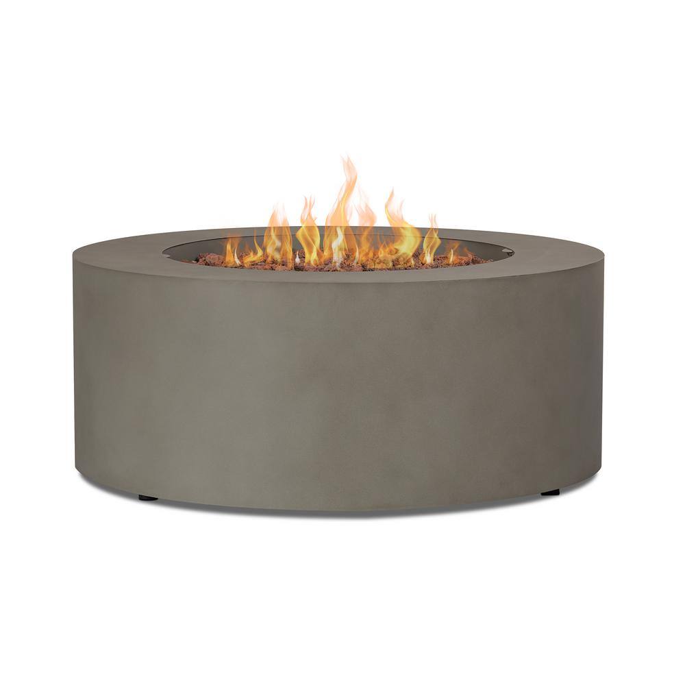 Real Flame Aegean 36 in. W X 15 in. H Round Powder Coated Steel Liquid Propane Fire Pit in Mist Gray with NG Conversion Kit C9815LP-MGRY