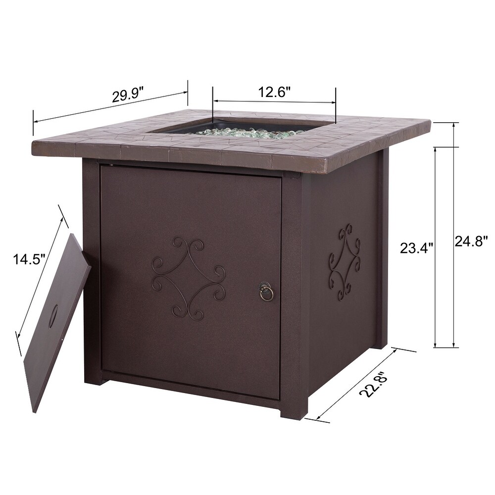 NUU GARDEN MGO Tabletop Square Fire Pit Table with Cover