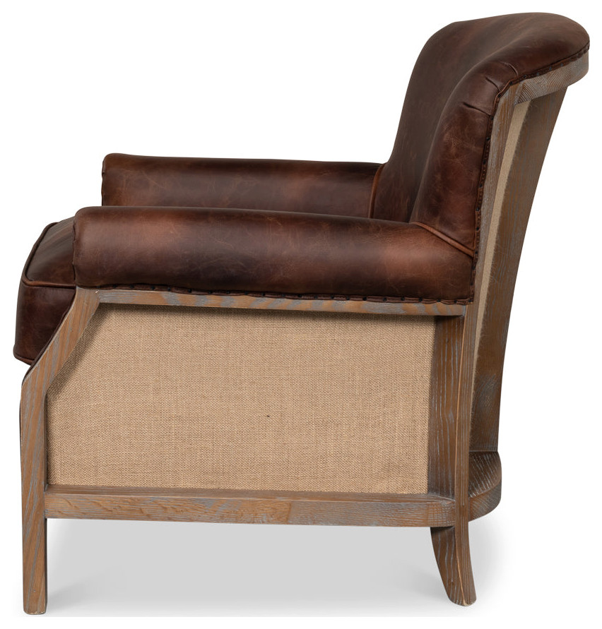 Benjamin Club Chair Brown Leather   Traditional   Armchairs And Accent Chairs   by Sideboards and Things  Houzz