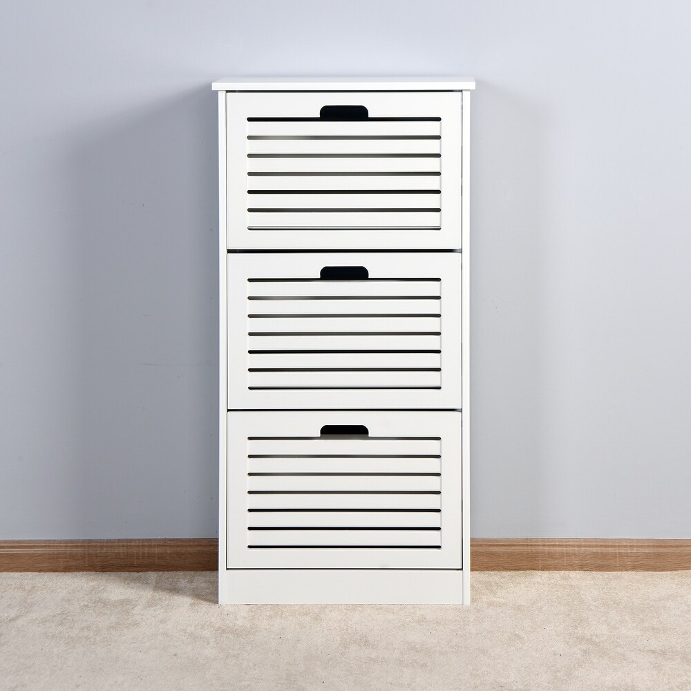 Wooden Shoe Cabinet  Shoe Storage Cabinet with 3 Flip Doors