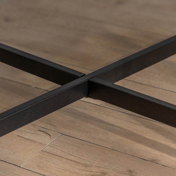 Modern Thread Design Round Coffee Table or End Table， MDF Table Top with Cross Legs Metal Base