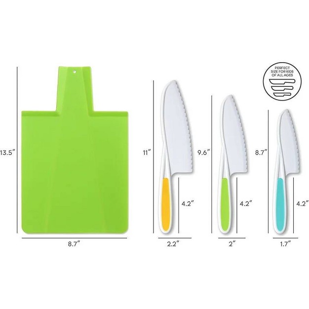 Tovla Jr Kitchen Knife And Foldable Cutting Board Set Green