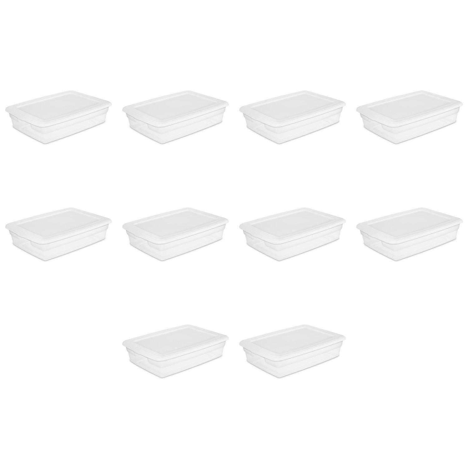 Sterilite 28 Qt. Storage Box Plastic， White， Set of 10