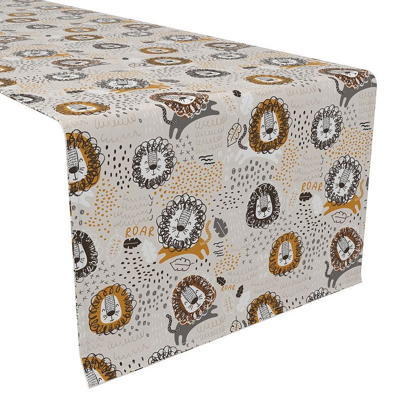 Table Runner， 100% Polyester， 12x72， Doodle Lions