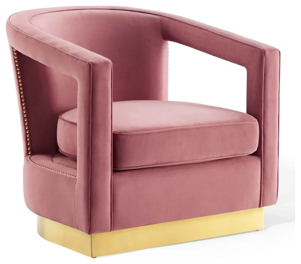 Atlas Dusty Rose Performance Velvet Armchair   Contemporary   Armchairs And Accent Chairs   by V.S.D Furniture  Houzz