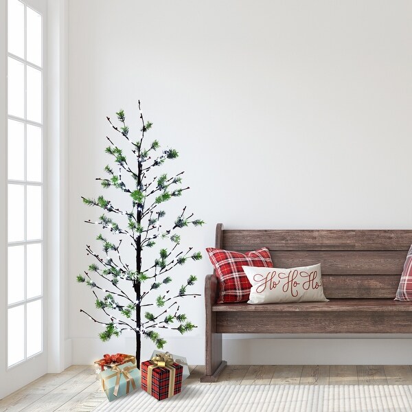 Puleo International 5 ft. PreLit Artificial Christmas Twig Tree