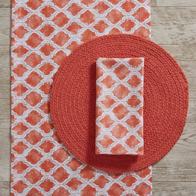 Split p Watercolor Geo Table Runner Coral