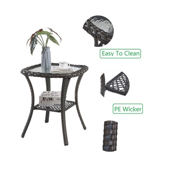 Outdoor Wicker Side Table Patio Rattan Furniture Table