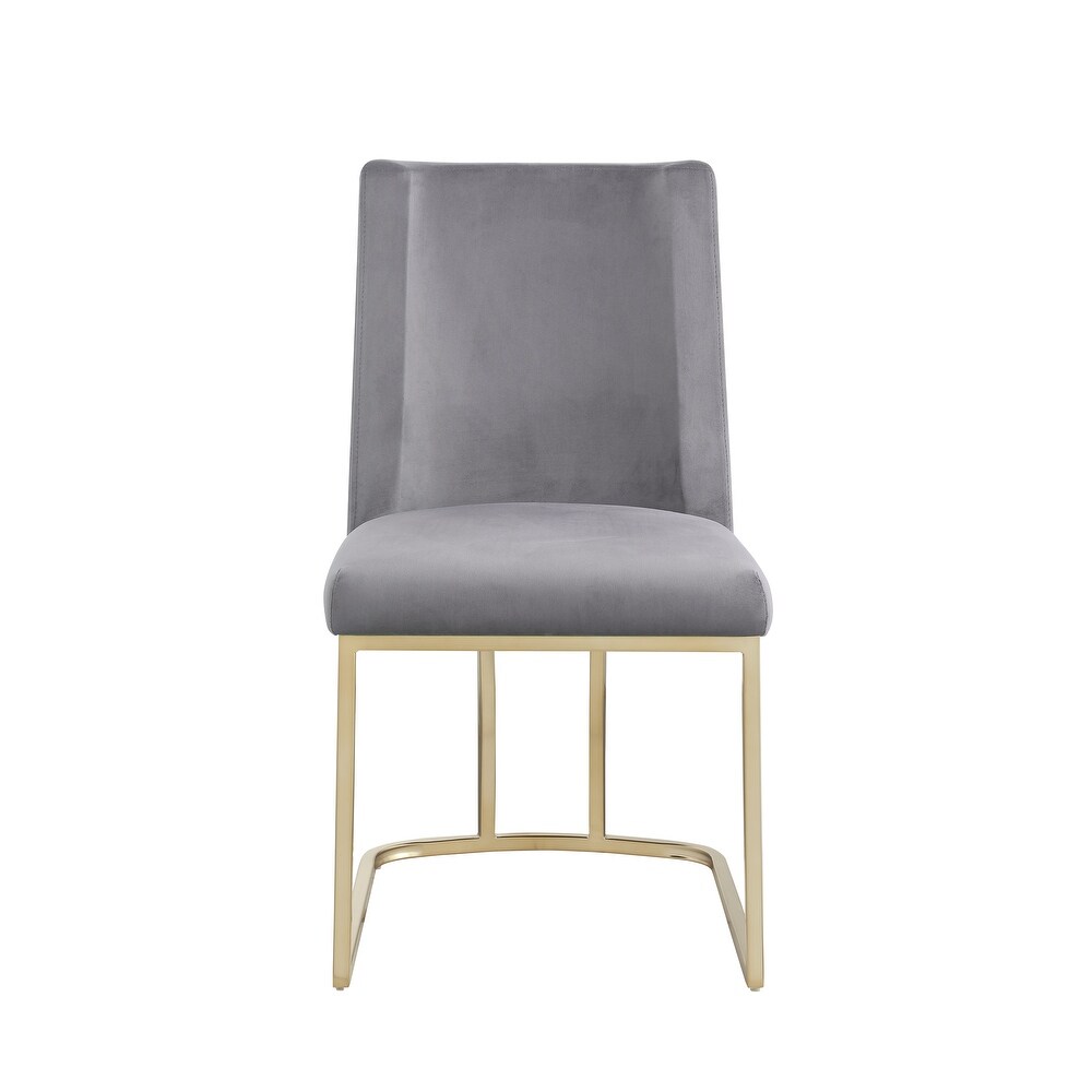 Modern Velvet Upholstered Dining Chair wih Brushed Golden Legs and Anti Slip Footpad for Kitchen  Bedroom  Living Room  Set of 2