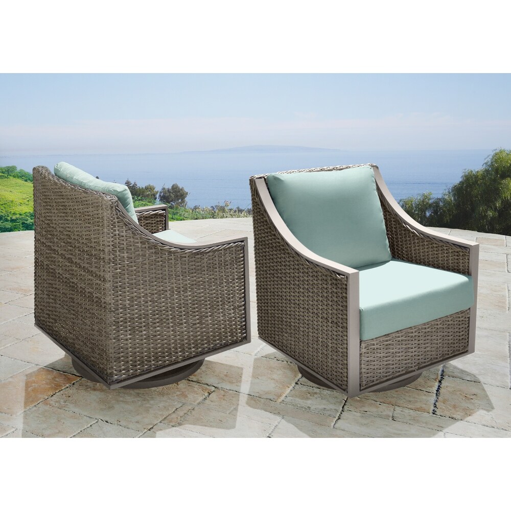 Abbyson Memphis Outdoor Wicker Swivel Chair (Set of 2)