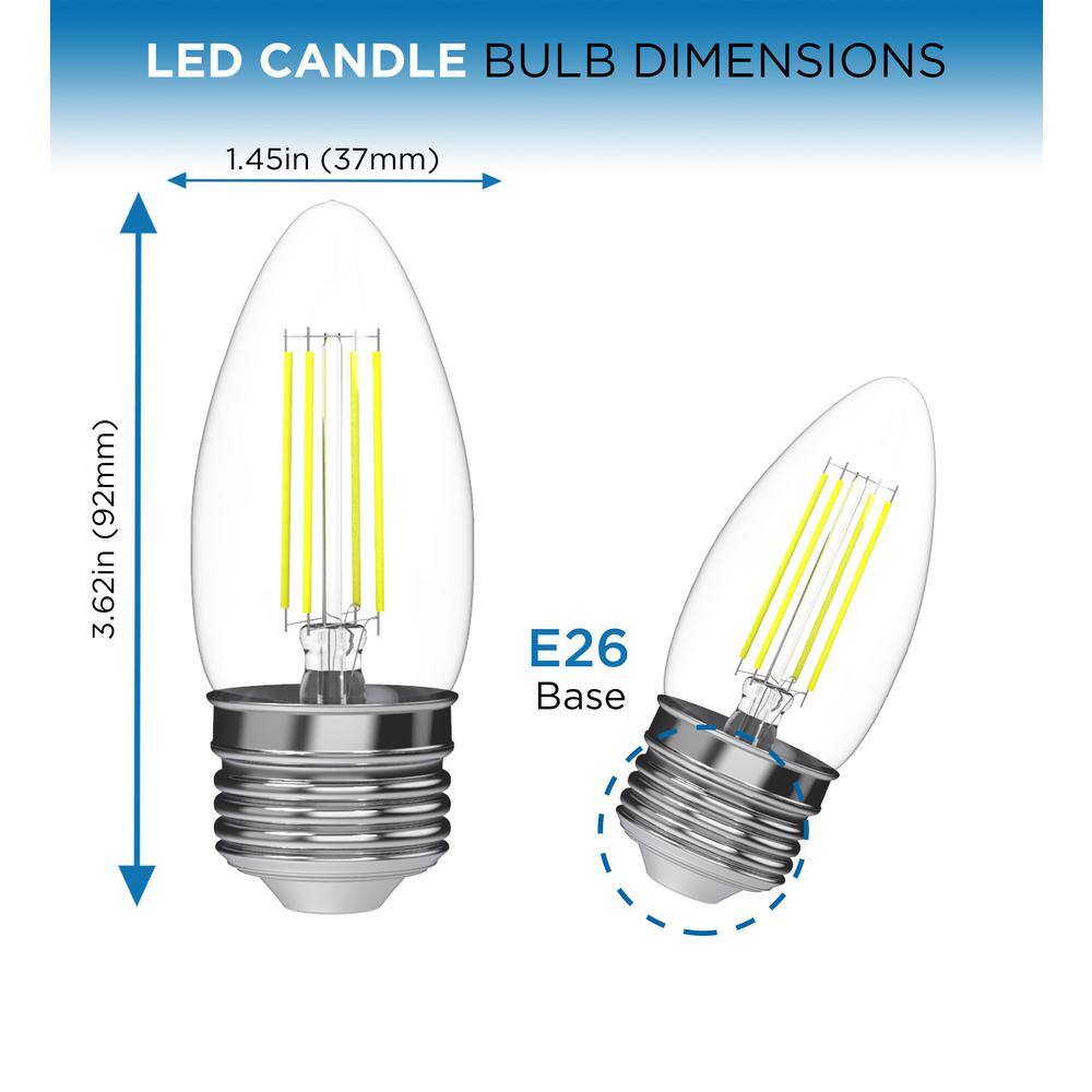 Viribright 35-Watt Equivalent (2700K) B10 Dimmable 90+ CRI Chandelier LED Light Bulb Warm White (6-Pack) 74552-6