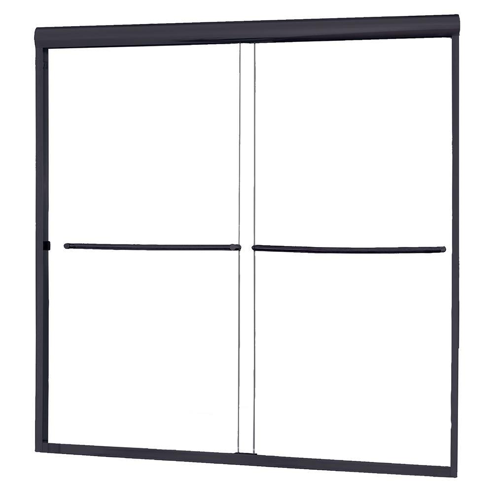 CRAFT + MAIN Cove 60 in. W x 60 in. H Sliding Semi Frameless Tub Door in Matte Black with Clear Glass CVST6060-CL-MB