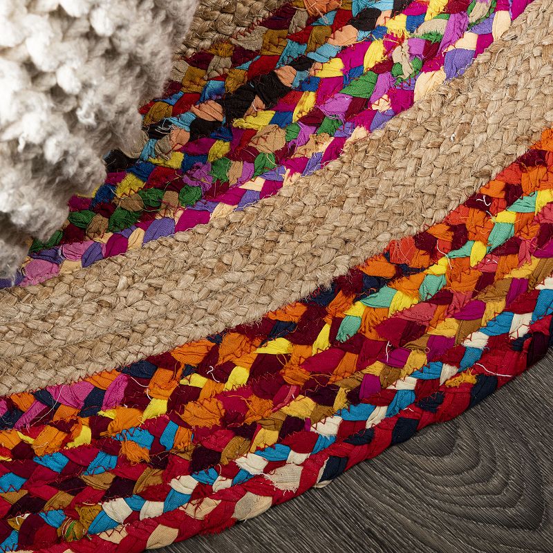 JONATHAN Y Isla Round Boho Braided Rag and Jute Rug