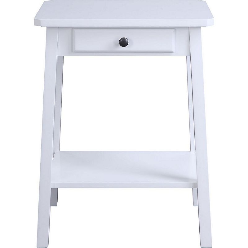 MDF Accent Table with 1 Drawer and Open Shelf， White