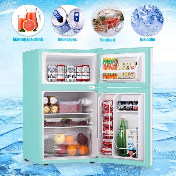 3.2 Cu.Ft Freestanding Compact Refrigerator with Freezer，2 Doors