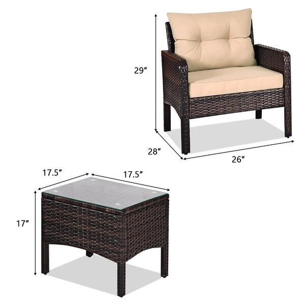 3 Piece Patio Outdoor Rattan Furniture Set - Modern Furniture - Overstock - 37515370