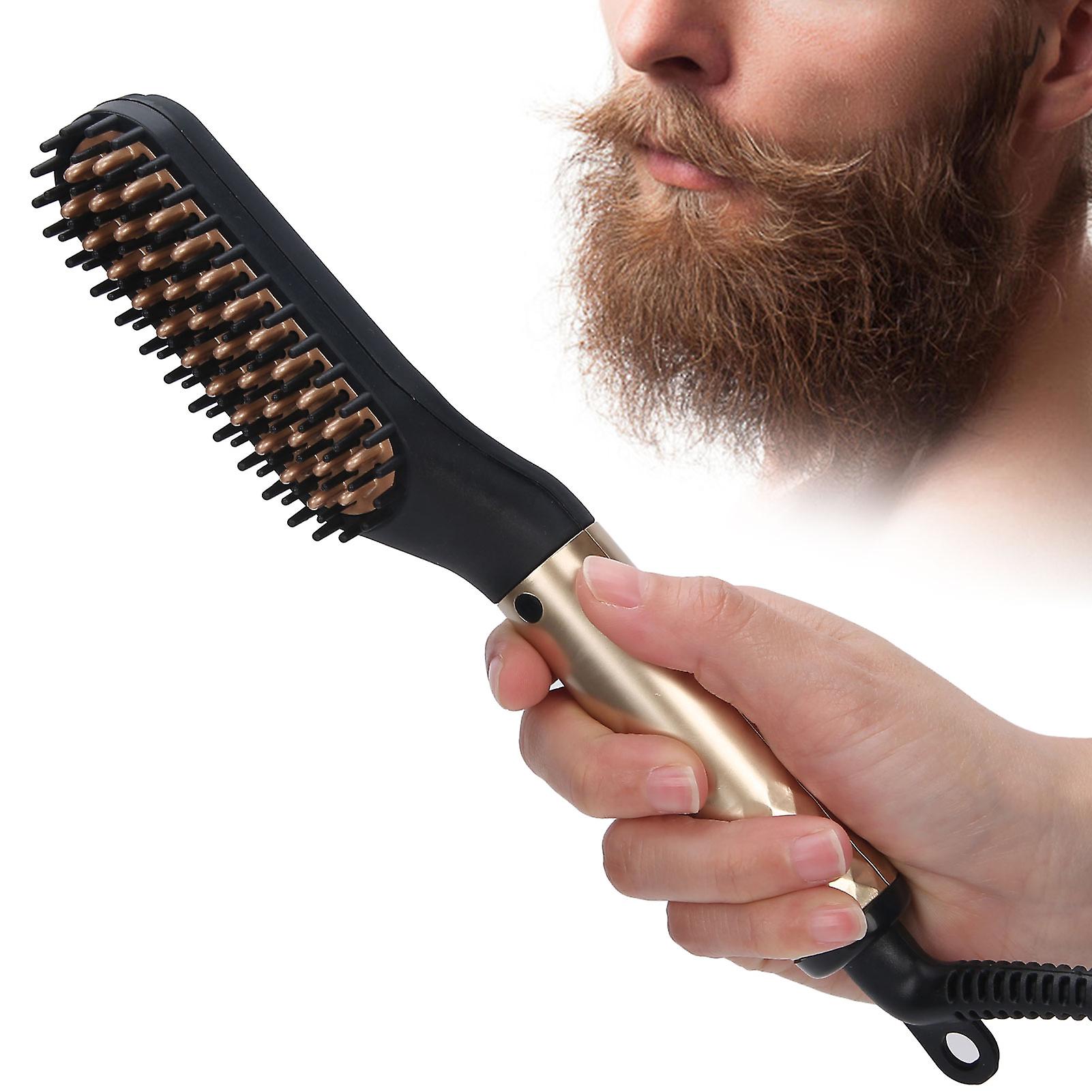 Beard Straightener Electric Heated Hair Straightening Comb Portable Men Beard Brush 110240vus Plug