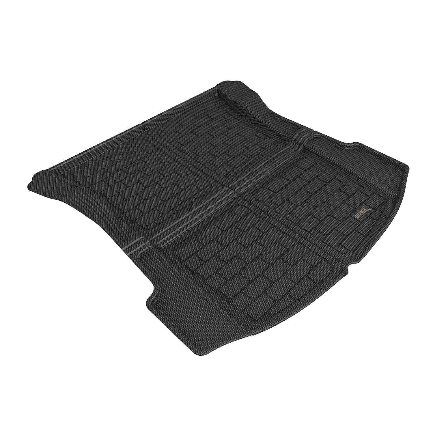 3D Maxpider 2021-2023 Fits Tesla Model 3 Carbon Fiber Embossed Pattern Kagu Rear Cross Fold Cargo Liner Black M1TL0411309